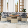 Juego de Sofás de Jardín de 8 Piezas con Cojines Beige de Ratán Poliéster Acacia by , Outdoor sofas - Ref: Foro24-3349678, Pr...