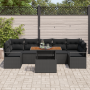 Conjunto de Sofá de Jardín  de 8 Piezas con Cojines Negro Ratán Poliéster Acacia | Foro24.es | Tu tienda online para hogar, jardín y más Foro24.es