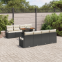 Conjunto de Sofá de Jardín de 9 Piezas  con Cojines Ratán Poliratan Negro Acacia | Foro24.es | Tu tienda online para hogar, jardín y más Foro24.es