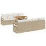 Juego de Sofá de Jardín de 9 Piezas con Cojines de Ratán Poli Beige Acacia | Foro24.es | Tu tienda online para hogar, jardín y más Foro24.es