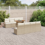 Juego de Sofá de Jardín de 9 Piezas con Cojines de Ratán Poli Beige Acacia | Foro24.es | Tu tienda online para hogar, jardín y más Foro24.es