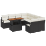 Set de Sofá de Jardín  de 9 Piezas con Cojines Negro Ratán Poliéster Acacia | Foro24.es | Tu tienda online para hogar, jardín y más Foro24.es