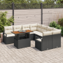 Set de Sofá de Jardín  de 9 Piezas con Cojines Negro Ratán Poliéster Acacia | Foro24.es | Tu tienda online para hogar, jardín y más Foro24.es