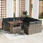 Conjunto de Sofá de Jardín  de 9 Piezas con Cojines Gris Ratán Poliéster Acacia | Foro24.es | Tu tienda online para hogar, jardín y más Foro24.es