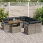 Conjunto de Sofá de Jardín  de 9 Piezas con Cojines Gris Ratán Poliéster Acacia | Foro24.es | Tu tienda online para hogar, jardín y más Foro24.es