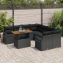 Conjunto de Sofás de Jardín de 9 Piezas con Cojines Ratán Poliéster Negro Acacia | Foro24.es | Tu tienda online para hogar, jardín y más Foro24.es