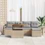 Juego de Sofá de Jardín de 6 Piezas con Cojines Beige Ratán Poliéster Acacia | Foro24.es | Tu tienda online para hogar, jardín y más Foro24.es