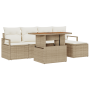 Conjunto de Sofás de Jardín de 6 Piezas con Cojines Beige Ratán Polietileno Acacia by , Outdoor sofas - Ref: Foro24-3349700, ...