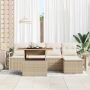 Conjunto de Sofás de Jardín de 6 Piezas con Cojines Beige Ratán Polietileno Acacia by , Outdoor sofas - Ref: Foro24-3349700, ...