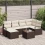 Conjunto de sofá de jardín 7 pcs Marrón Poliratán