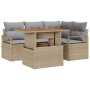 Conjunto de Sofá de Jardín de 5 Piezas con Cojines Beige, Rattan Poliéster Acacia by , Outdoor sofas - Ref: Foro24-3349706, P...