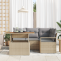 Conjunto de Sofá de Jardín de 5 Piezas con Cojines Beige, Rattan Poliéster Acacia by , Outdoor sofas - Ref: Foro24-3349706, P...