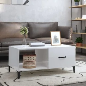 Glossy white plywood coffee table 90x50x40 cm by vidaXL, Coffee table - Ref: Foro24-812669, Price: 46,48 €, Discount: %