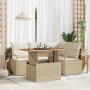 Juego de Sofás de Jardín de 5 Piezas con Cojines Beige de Ratán Poliéster von , Outdoor-Sofas - Ref: Foro24-3349707, Preis: 3...