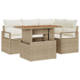 Juego de Sofás de Jardín de 5 Piezas con Cojines Beige de Ratán Poliéster von , Outdoor-Sofas - Ref: Foro24-3349707, Preis: 3...