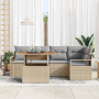 Conjunto de Sofá de Jardín de 6 Piezas con Cojines Beige de Ratan de Polietileno Acacia by , Outdoor sofas - Ref: Foro24-3349...