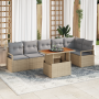 Juego de Sofá de Jardín de 7 Piezas con Cojines Beige Ratán Sintético Acacia | Foro24.es | Tu tienda online para hogar, jardín y más Foro24.es