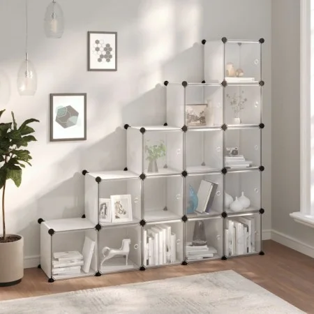Estantería cubos 15 compartimentos y puertas PP transparente by vidaXL, Shoe racks and shoe organizers - Ref: Foro24-340553, ...