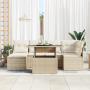Conjunto de Sofá de Jardín de 7 Piezas con Cojines Beige de Ratán Poliéster Acacia by , Outdoor sofas - Ref: Foro24-3349735, ...