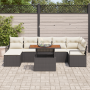 Conjunto de Sofás de Jardín de 8 Piezas con Cojines Negro Ratán Poliéster Acacia | Foro24.es | Tu tienda online para hogar, jardín y más Foro24.es