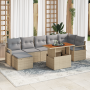Juego de Sofá de Jardín de 8 Piezas con Cojines Beige Ratán Poliéster Acacia de , Sofás de exterior - Ref: Foro24-3349741, Pr...