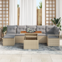 Juego de Sofá de Jardín de 8 Piezas con Cojines Beige Ratán Poliéster Acacia de , Sofás de exterior - Ref: Foro24-3349741, Pr...