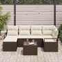 Conjunto de sofá de jardín 7 pcs Marrón Poliratán