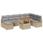 Conjunto de sofá de jardín de 9 piezas con cojines beige ratán polirratán acacia von , Outdoor-Sofas - Ref: Foro24-3349748, P...