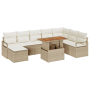 Juego de sofá de jardín de 9 piezas con cojines beige poliratán acacia von , Outdoor-Sofas - Ref: Foro24-3349749, Preis: 601,...