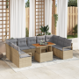 Juego de sofá de jardín de 10 piezas con cojines Beige Poliratán Acacia von , Outdoor-Sofas - Ref: Foro24-3349755, Preis: 621...