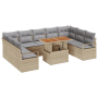 Juego de sofá de jardín de 10 piezas con cojines Beige Poliratán Acacia von , Outdoor-Sofas - Ref: Foro24-3349755, Preis: 621...