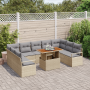 Juego de sofá de jardín de 10 piezas con cojines Beige Poliratán Acacia von , Outdoor-Sofas - Ref: Foro24-3349755, Preis: 621...
