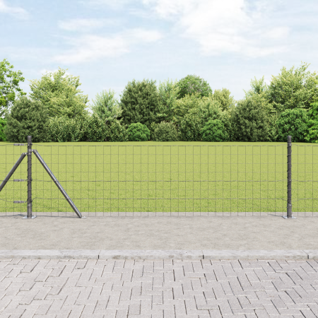 Cerca Euro de con 13 Postes Flanchados 0.6x25 m de Acero Galvanizado de , Paneles de vallas - Ref: Foro24-3350975, Precio: 13...