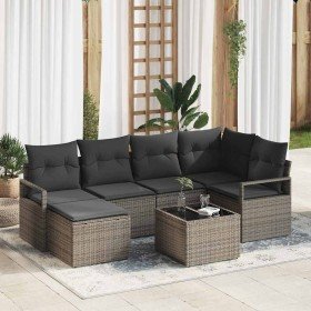 Conjunto de sofá de jardín 7 pcs Gris Poliratán Conjunto de sofá de jardín 7 pcs Gris Poliratán