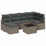 Conjunto de sofá de jardín 7 pcs Gris Poliratán