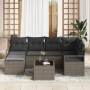 Conjunto de sofá de jardín 7 pcs Gris Poliratán