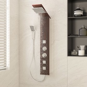Sistema de panel de ducha vidrio marrón by vidaXL, Jet nozzles for bathtubs and showers - Ref: Foro24-151417, Price: 169,57 €...