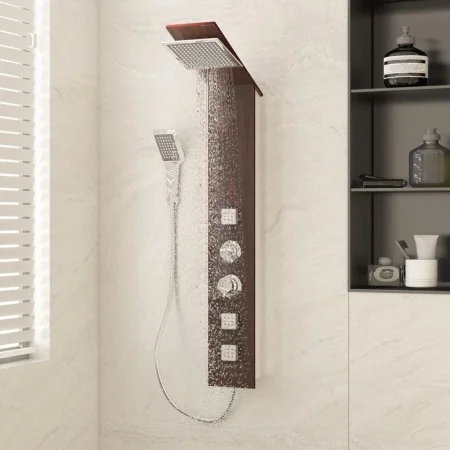 Sistema de panel de ducha vidrio marrón by vidaXL, Jet nozzles for bathtubs and showers - Ref: Foro24-151417, Price: 166,28 €...
