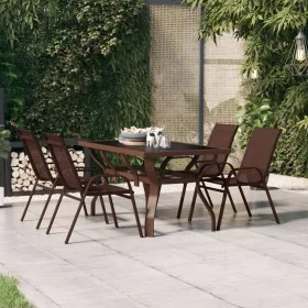 Garden table made of brown and black steel and glass, measuring 140x70x70 cm. by vidaXL, Garden tables - Ref: Foro24-318772, ...