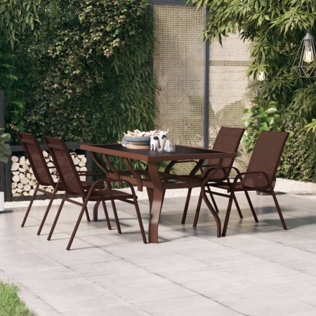 Gartentisch Stahl und Glas braun und schwarz 140x70x70 cm von vidaXL, Gartentische - Ref: Foro24-318772, Preis: 164,17 €, Rab...