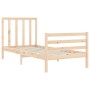Bed frame with solid wood headboard 100x200 cm by vidaXL, Beds and slatted bases - Ref: Foro24-3193781, Price: 105,69 €, Disc...