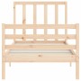 Bed frame with solid wood headboard 100x200 cm by vidaXL, Beds and slatted bases - Ref: Foro24-3193781, Price: 105,69 €, Disc...