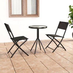 Mesa y sillas de bistró 3 piezas acero negro de vidaXL, Conjuntos de jardín - Ref: Foro24-318765, Precio: 105,85 €, Descuento: %