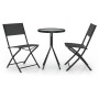 3-teiliger Bistrotisch und Stühle aus schwarzem Stahl von vidaXL, Gartensets - Ref: Foro24-318765, Preis: 105,85 €, Rabatt: %