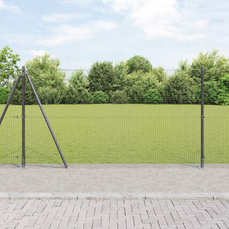 Cerca de alambre soldado con 7 postes flangados gris 1.2x10 m acero | Foro24.es | Tu tienda online para hogar, jardín y más Foro24.es