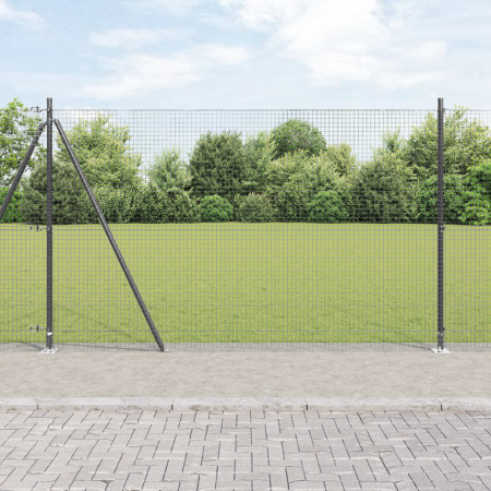 Cerco de Alambre Soldado con 7 Postes Flanchados Gris 1.4 x 10 m Acero | Foro24.es | Tu tienda online para hogar, jardín y más Foro24.es