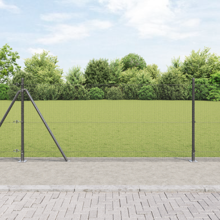 Cerca de Alambre Soldado con 13 Postes Flangados Gris 0.8x25 m Acero | Foro24.es | Tu tienda online para hogar, jardín y más Foro24.es