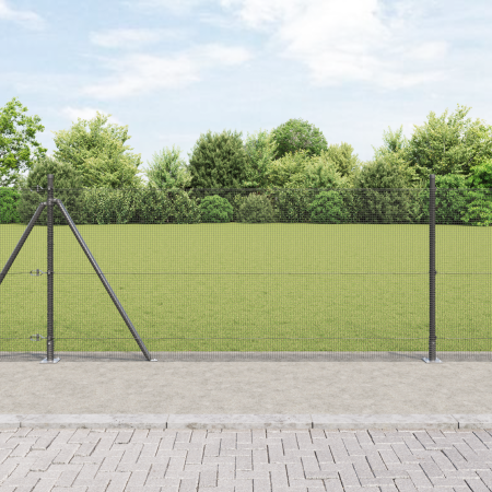 Valla de Alambre Soldado con 13 Postes Flangados Gris 0,8x50 m Acero | Foro24.es | Tu tienda online para hogar, jardín y más Foro24.es