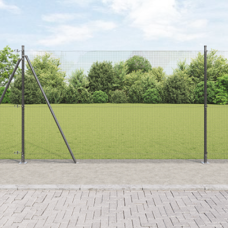 Cerca de Alambre Soldado con 13 Postes Flangados Gris 1.4x50 m de Acero | Foro24.es | Tu tienda online para hogar, jardín y más Foro24.es