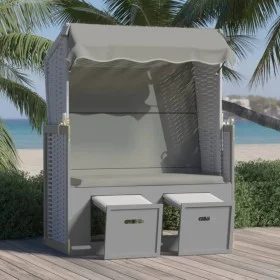 Strandkorb beach chair with gray wood synthetic rattan canopy by vidaXL, Loungers - Ref: Foro24-318650, Price: 269,43 €, Disc...